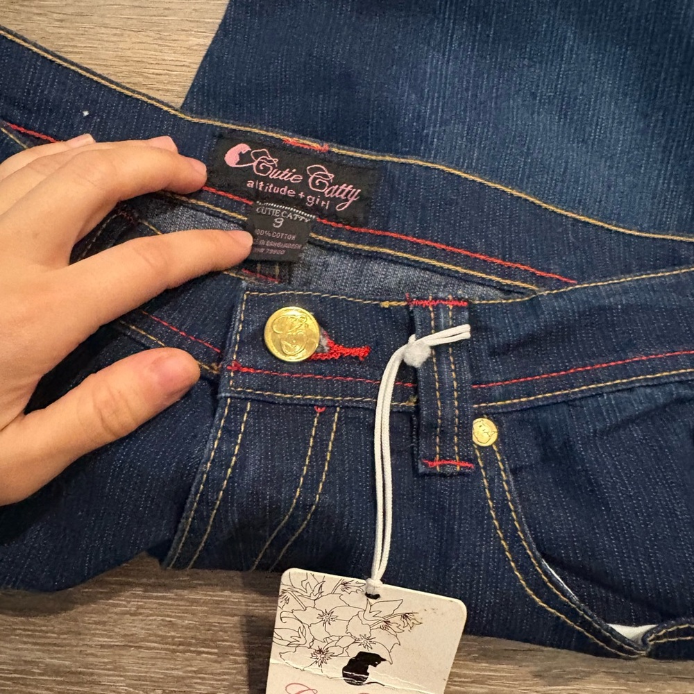 CUTIE CATTY Y2K apple bottom low rise jeans Deadstock nwt XS - Picture 6 of 8